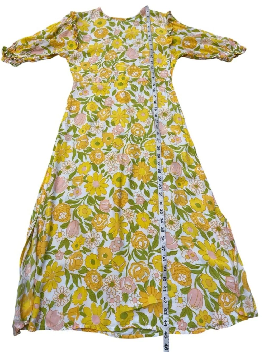 Faithfull the Brand Yellow Floral Jolene Midi Dress - Picture 7 of 8